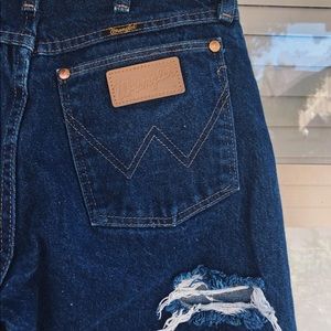 vintage, hand-distressed wrangler jeans